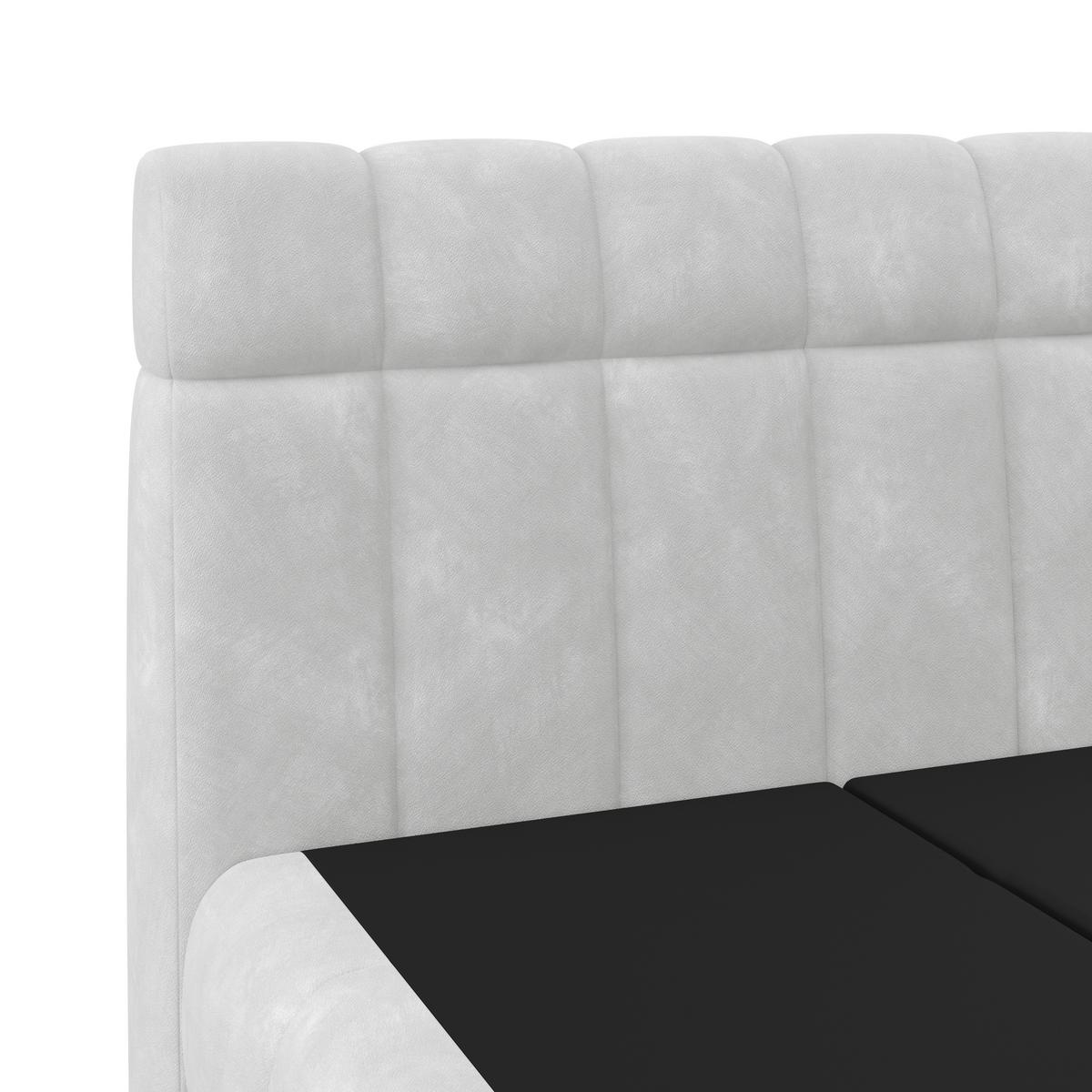 Boxspringbett Nobu O. Matratze Hellgrau, Lf: 140x200 cm - Hellgrau/Schwarz, Trend, Holz/Textil (140/200cm)