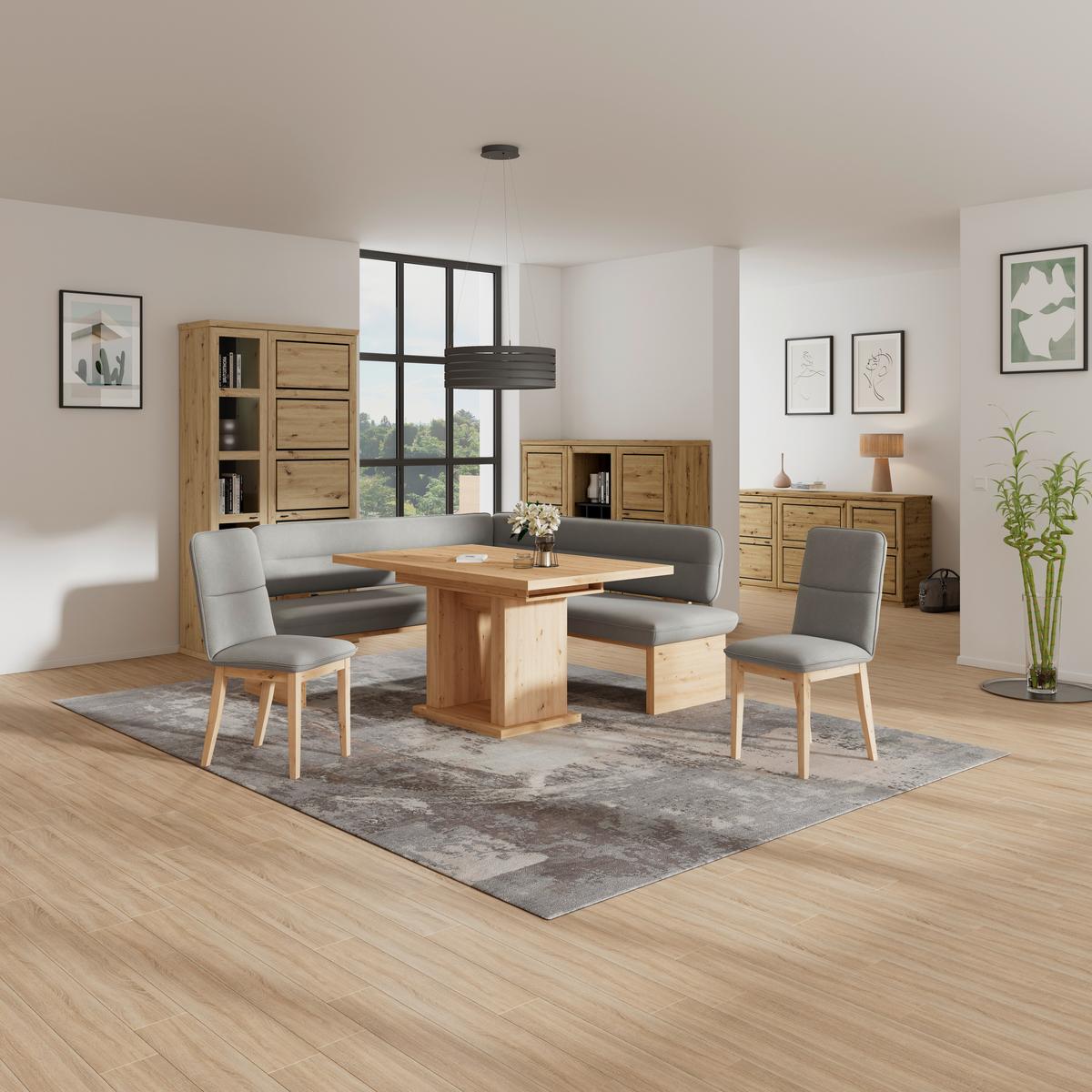 Eckbank Beluna Ii Webstoff Grau, B: 170cm - Eichefarben/Grau, KONVENTIONELL, Holz/Textil (170/212cm) - James Wood