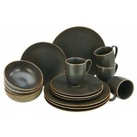 Kombiservice Keramik Schwarz 16-Teilig - Schwarz, Basics, Keramik (30/32/33cm)