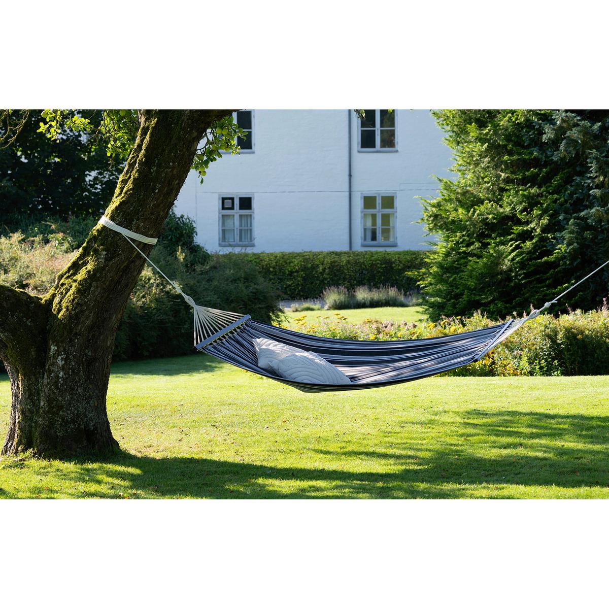 Hängematte Lamia Grau Schwarz Weiß B: 120 cm - Schwarz/Weiß, MODERN, Holz/Kunststoff (120/200cm) - MID.YOU