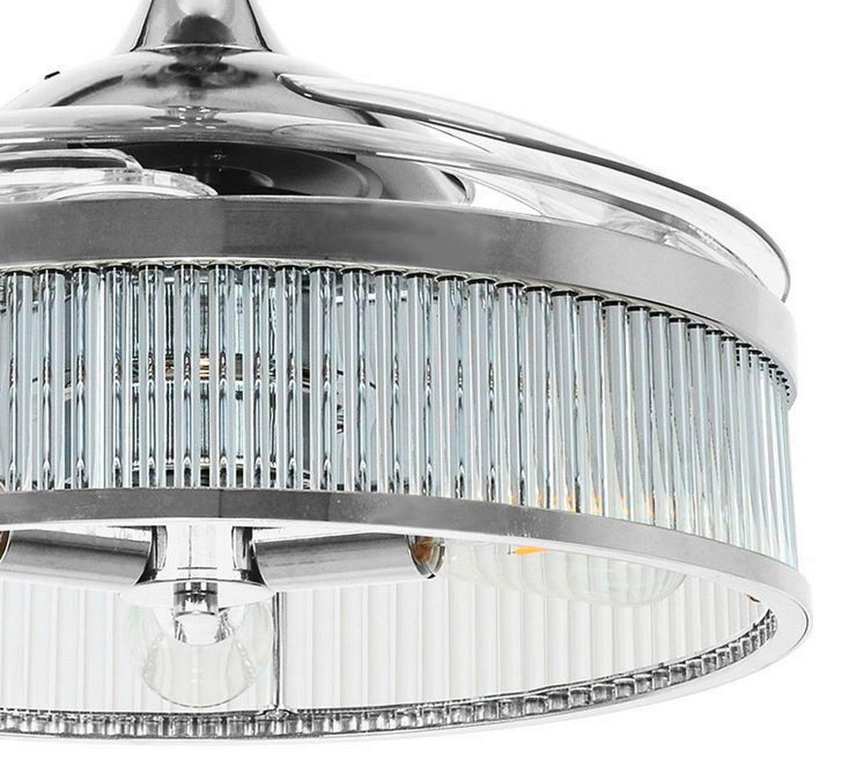 Deckenventilator Fanaway Chrom 4-Flügel, LED-Leuchte - Chromfarben/Transparent, Design, Kunststoff/Metall (122/40cm) - P & B