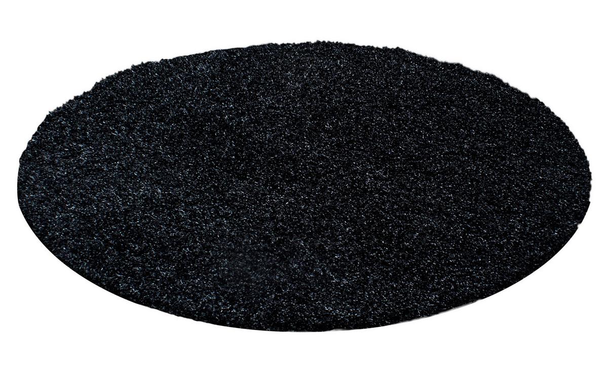 Hochflor Teppich Anthrazit Life Rund Ø 80 cm - Anthrazit, KONVENTIONELL, Textil (80cm) - Novel