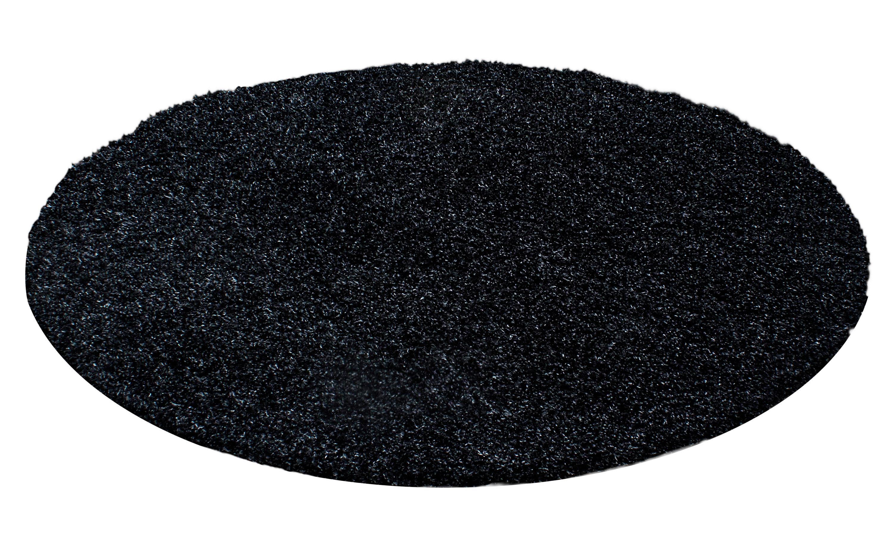 Hochflor Teppich Anthrazit Life Rund Ø 80 cm