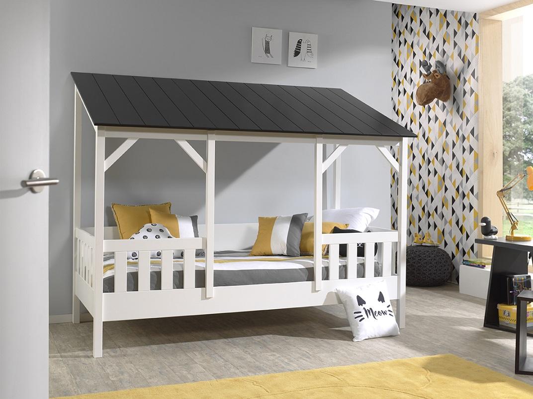 Posteľ Domček HOUSEBED - čierna/biela, Modern (90/200cm) - MID.YOU
