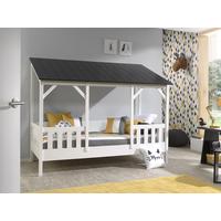 Dětská postel HOUSEBED - bílá/černá, Moderní (90/200cm) - MID.YOU