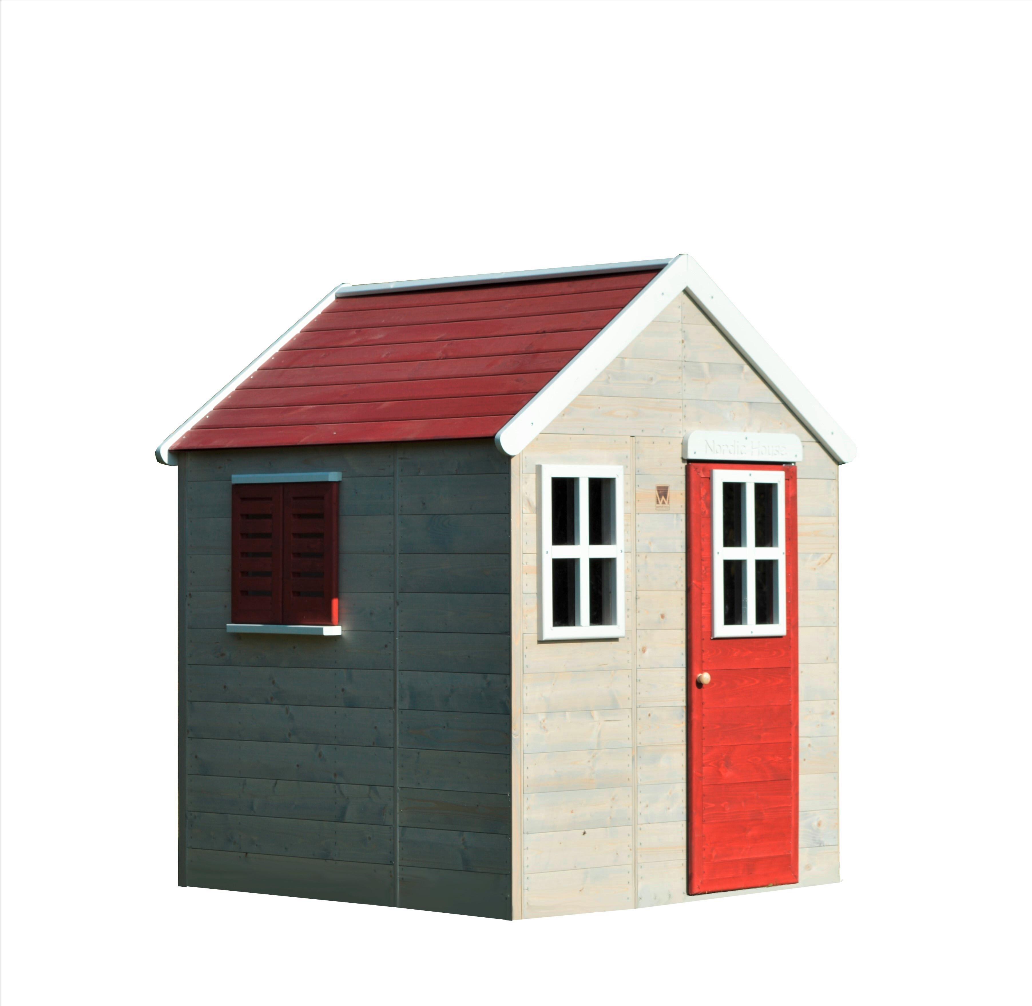 Spielhaus Gecko Naturfarben/rot, B: 120 Cm - Rot/Naturfarben, KONVENTIONELL, Holz (120/155/120cm)