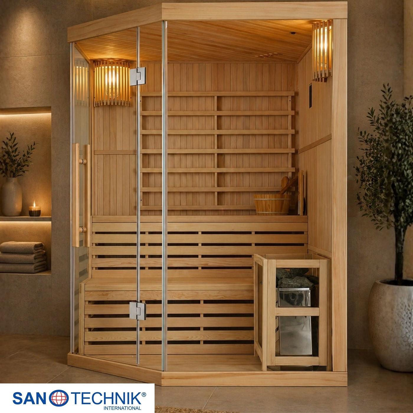 Finnische Sauna Tallinn int. Steuerung, 6-KW-Ofen - Basics, Holz (150/200/150cm)