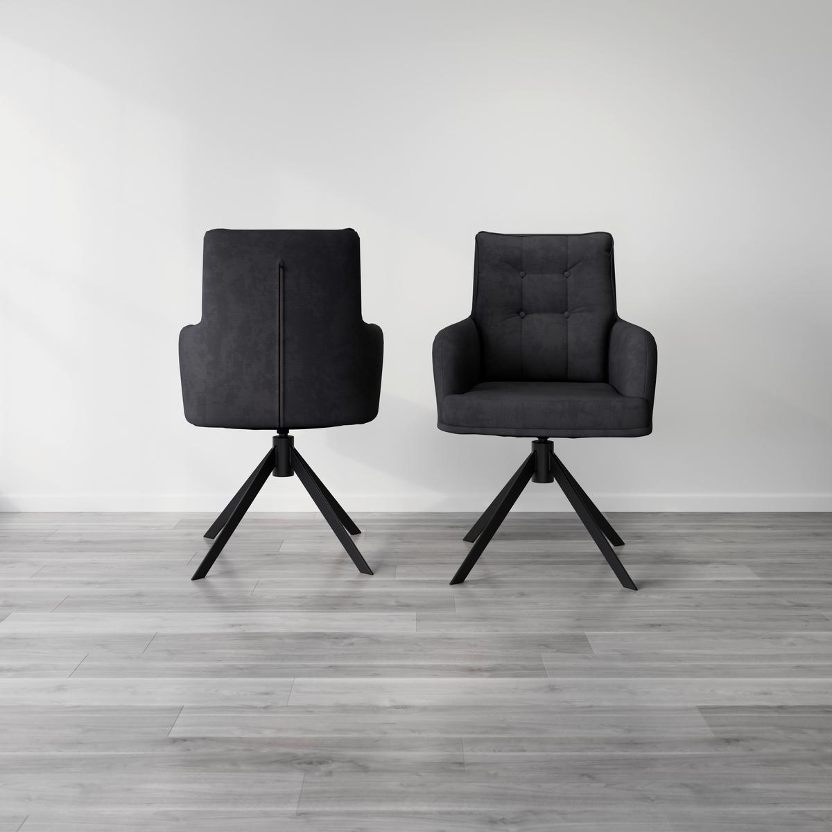 Stolička s podrúčkami MARIETTA, čierna - čierna, Modern, kov/drevo (60/92/67cm) - Bessagi Home