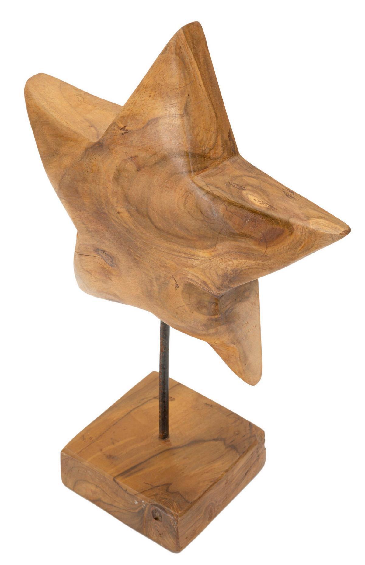 Skulptur Star Teak, Braun B: 28 cm - Braun, Basics, Holz (28/42/12cm)