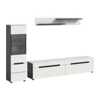 WOHNWAND Canu Weiß B: 221cm - Schwarz/Weiß, Design, Holzwerkstoff (221/141/33cm) - Livetastic