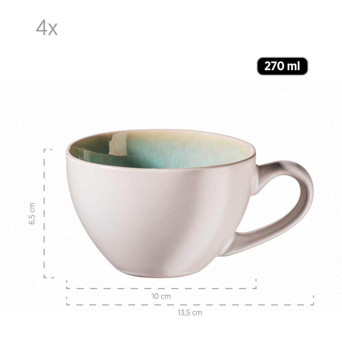 Kaffeeservice Frozen Steinzeug 4 Personen Geschirr Set - Grün, Basics, Keramik (13,5/6,5/10cm) - Mäser