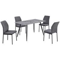 Tischgruppe Anton Giga S 5-teilig, Grau, B: 120cm - Hellgrau, MODERN, Keramik/Textil (120/75/80cm)