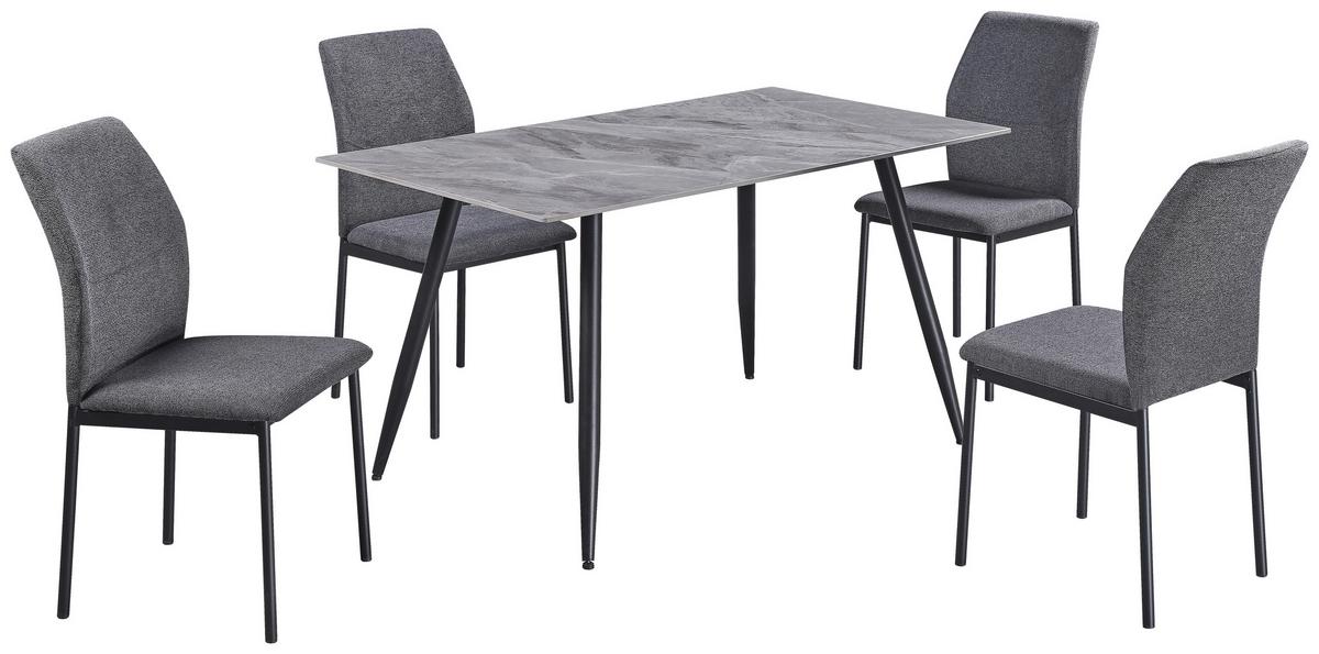 Tischgruppe Anton Giga S 5-teilig, Grau, B: 120cm - Hellgrau, MODERN, Keramik/Textil (120/75/80cm)