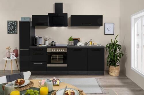Küchenzeile Respekta Rp250ewc mit Geräte 250 cm Grau/Schwarz - Schwarz/Grau, Basics, Holzwerkstoff (250cm) - Respekta