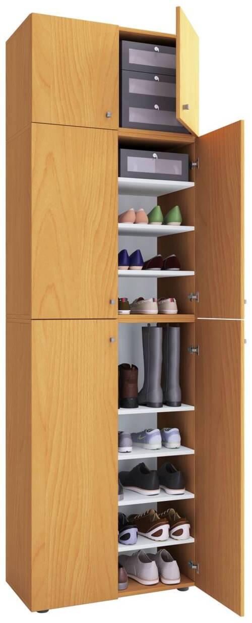 Schuhschrank Lona Xxl Buche Dekor B: 70 Cm - Buchefarben/Schwarz, MODERN, Holzwerkstoff (70/223/39cm) - MID.YOU