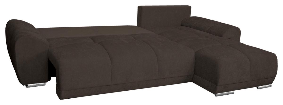 ECKSCHLAFSOFA Ramon, Braun S: 296x182 cm - Chromfarben/Beige, Trend, Textil (296/182cm)