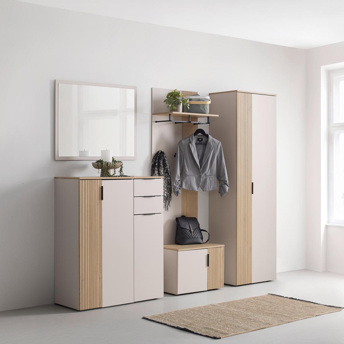 Predsieňová skriňa dekor dub/kašmír - čierna/kašmírová, Modern, kompozitné drevo/plast (60/195/40cm) - Mömax