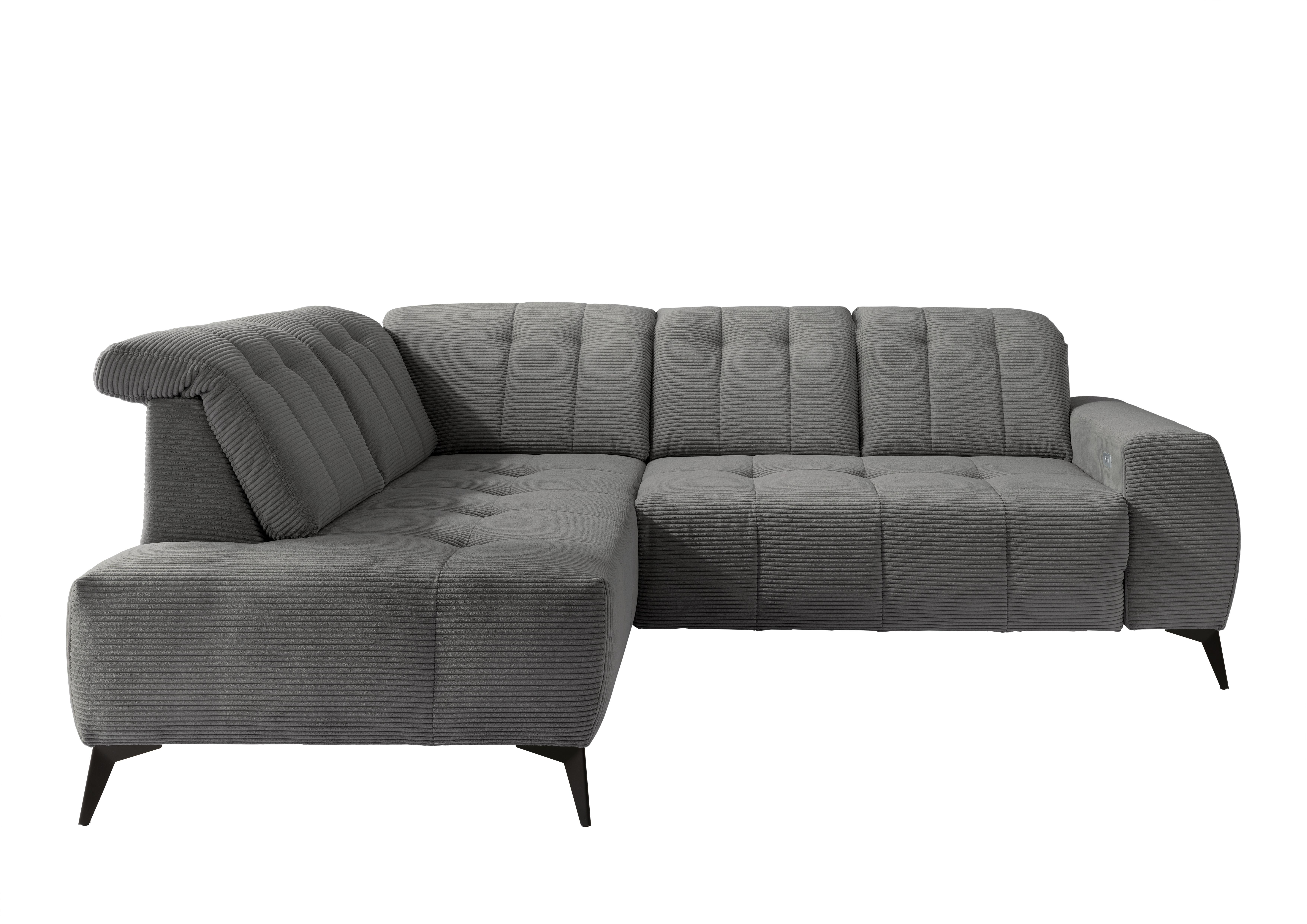 Ecksofa mit USB Anschluss Sano, Grau, S: 200x261 cm - Schwarz/Grau, MODERN, Textil (200/261cm) - Livetastic