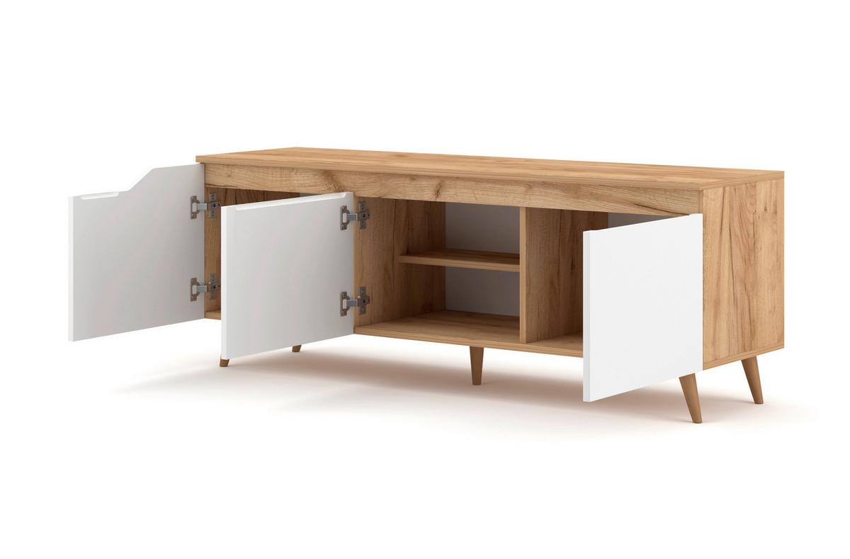 Tv-lowboard Tue B: 140 Cm Eichefarben, Weiß - Eichefarben/Kernbuche, Design, Holzwerkstoff (140/52/40cm) - Livetastic