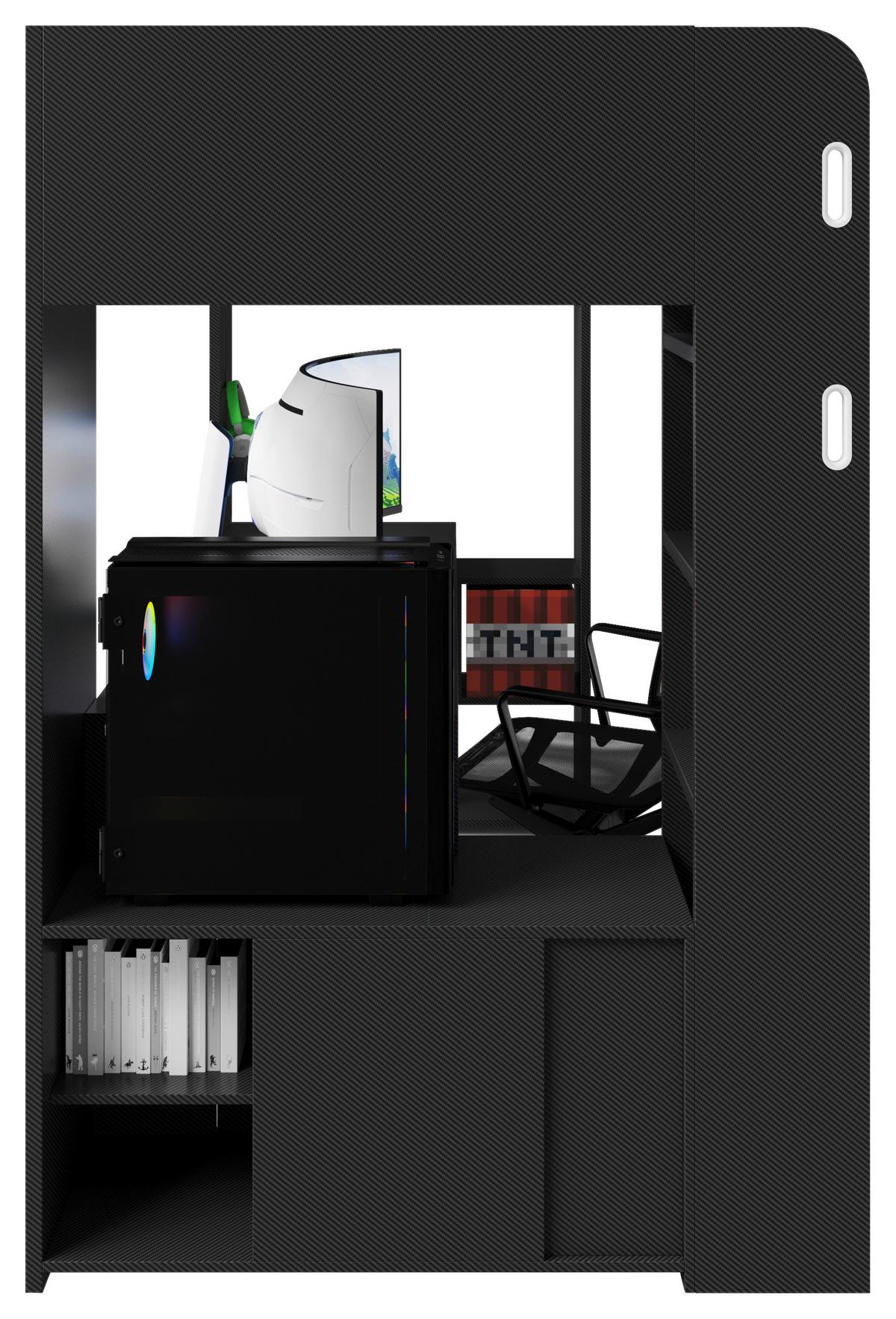 Hochbett Minecraft - Schwarz, MODERN, Holz/Holzwerkstoff (90/200cm) - Minecraft