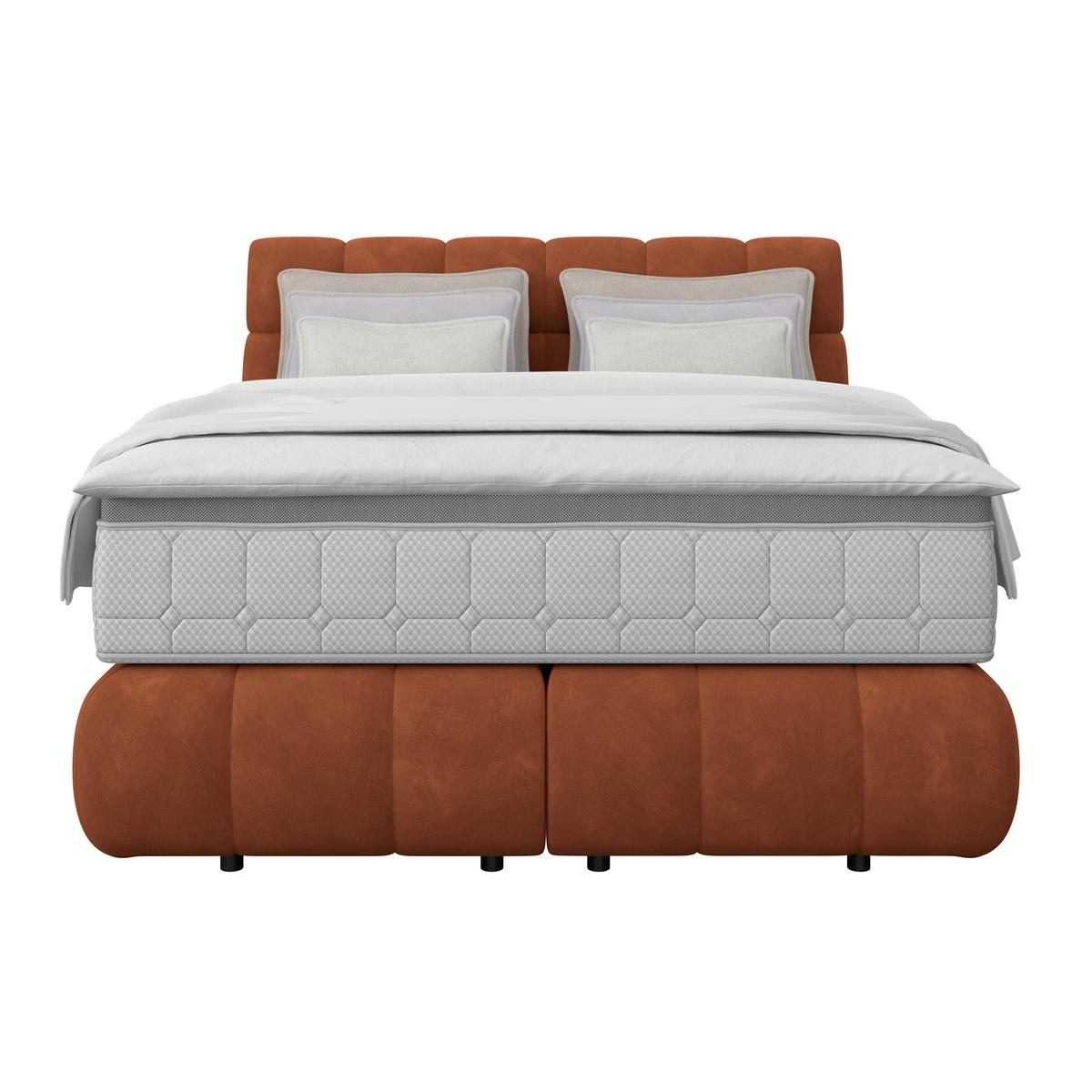 Boxspringbett Nobu Rostbraun, Lf: 140x200 Cm - Rostfarben/Schwarz, Trend, Holz/Textil (140/200cm)