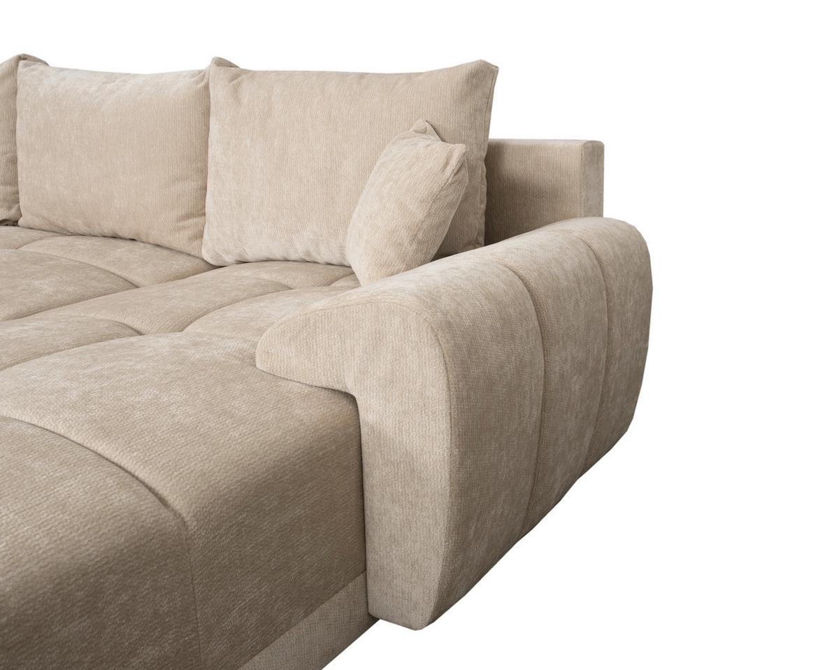 Rohová sedačka BONN, oboustranná, béžová žinylka - černá/béžová, Moderní, textil/plast (296/182cm)