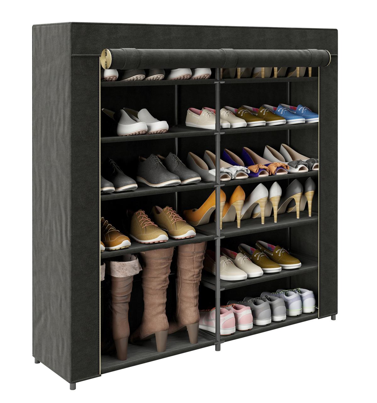 Schuhschrank Tracy Schwarz B: 113 Cm - Schwarz, Basics, Textil/Metall (113/108/28cm) - Playboy