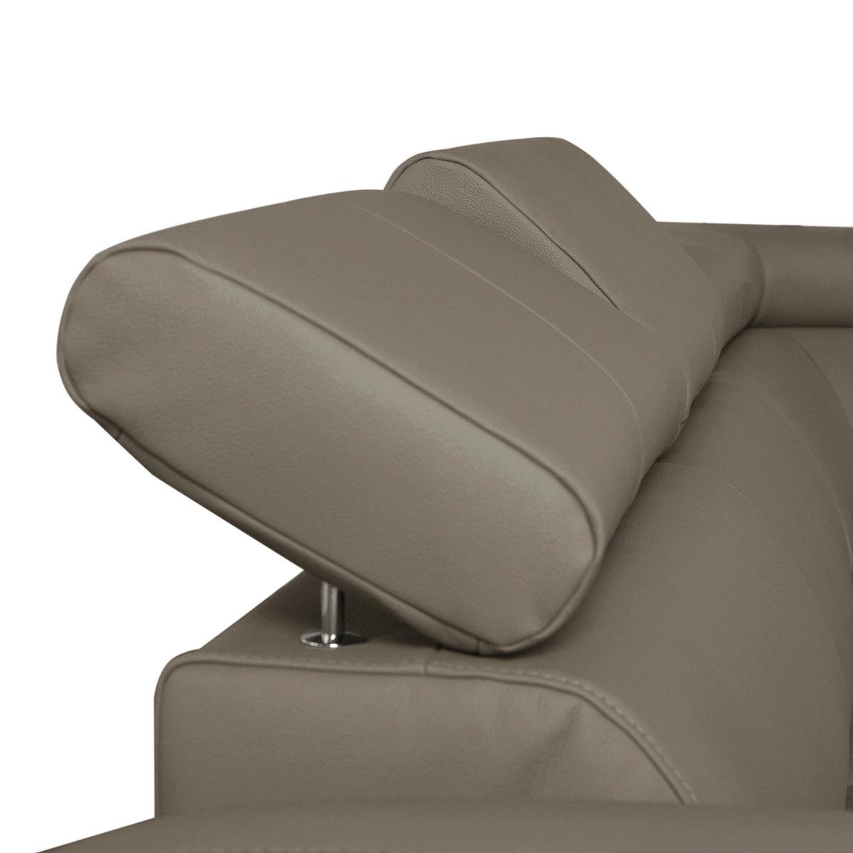 Ecksofa Aspen Taupe S: 245 cm - Taupe/Chromfarben, Design, Leder/Textil (245/208cm) - Livetastic