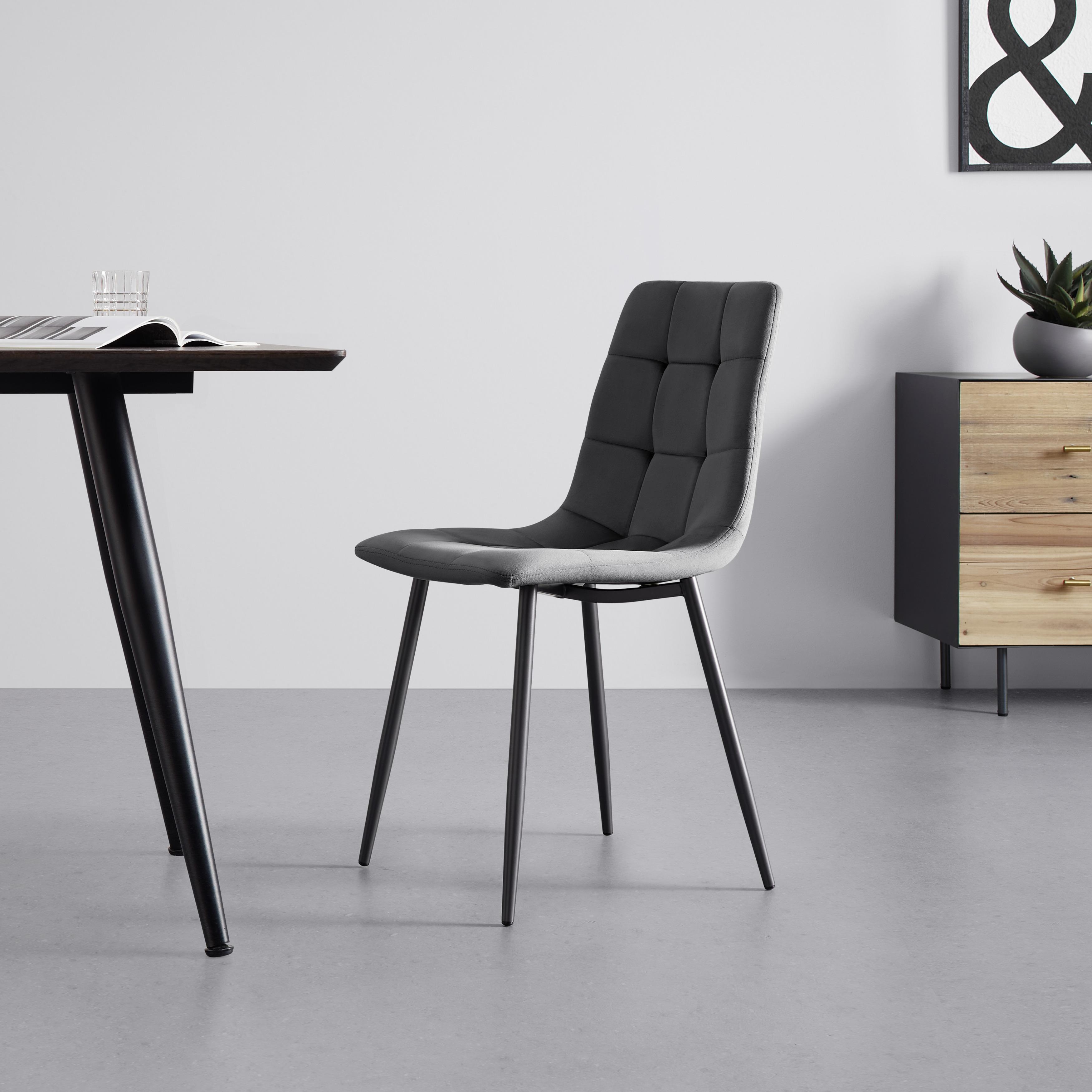 Jídelní Židle Ria Hnědá - šedá/černá, Moderní, kov/textil (43,5/87/54cm) - P & B