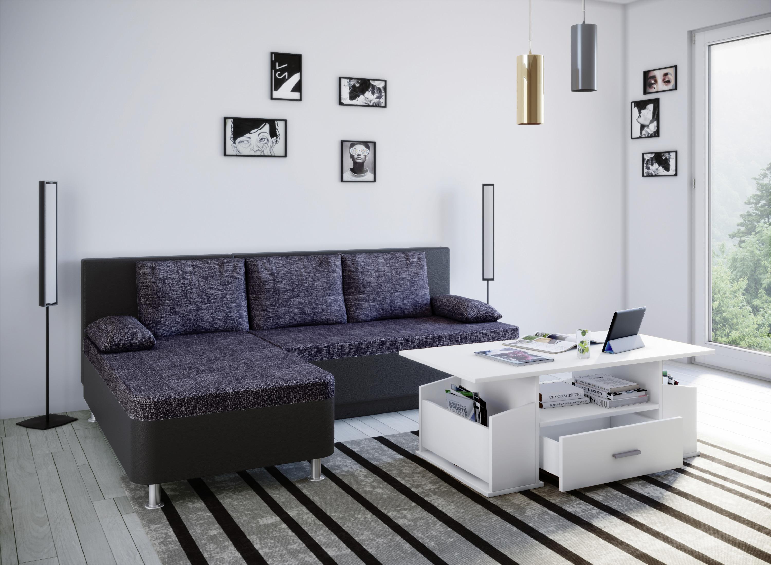 MID.YOU Couchtisch Mit Schublade + Fächer Junata, Weiß