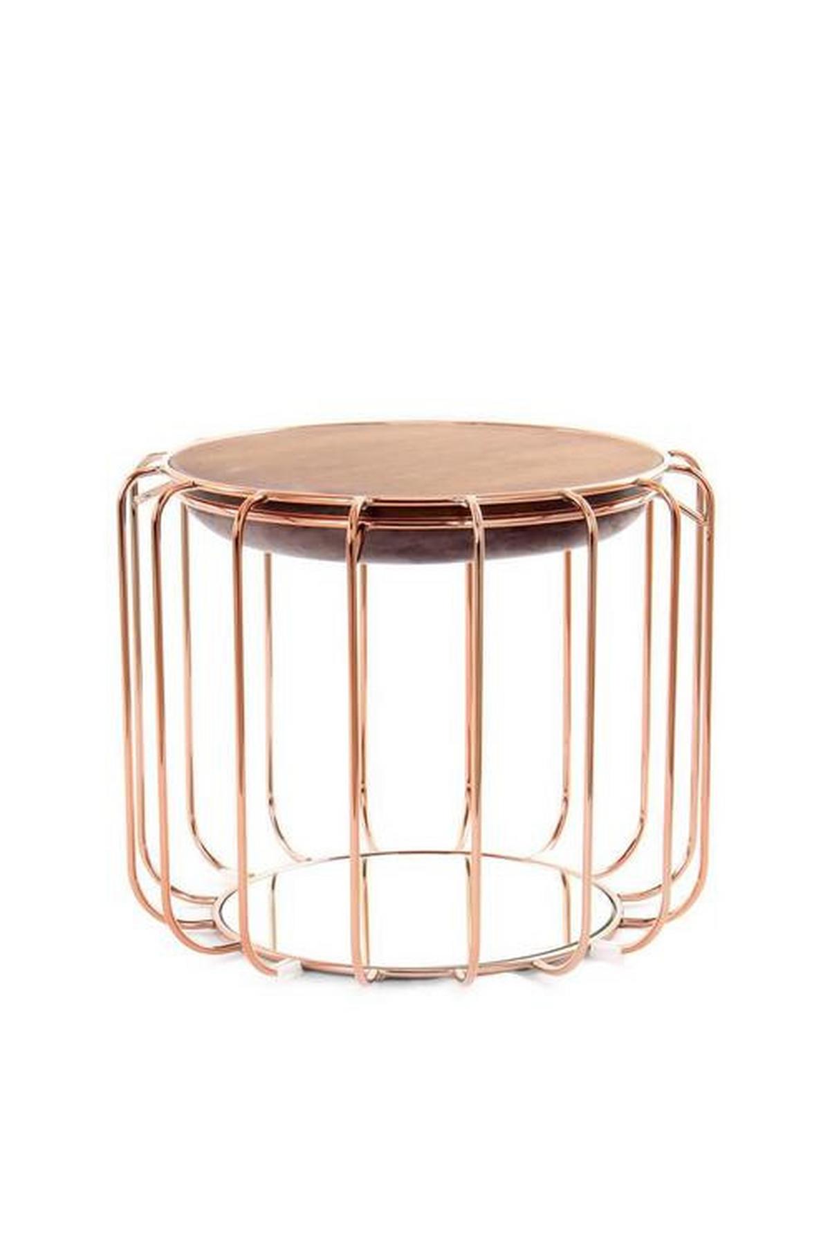 Beistelltisch/Pouf 2 in 1 Comfortable Rosé/Dunkelviolett - Violett/Kupferfarben, Basics, Glas/Holzwerkstoff (50/50/45cm) - Kayoom