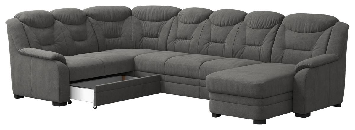 Wohnlandschaft Marcus Anthrazit inkl. Bettkasten - Anthrazit/Schwarz, Basics, Textil (211/330/162cm) - MID.YOU