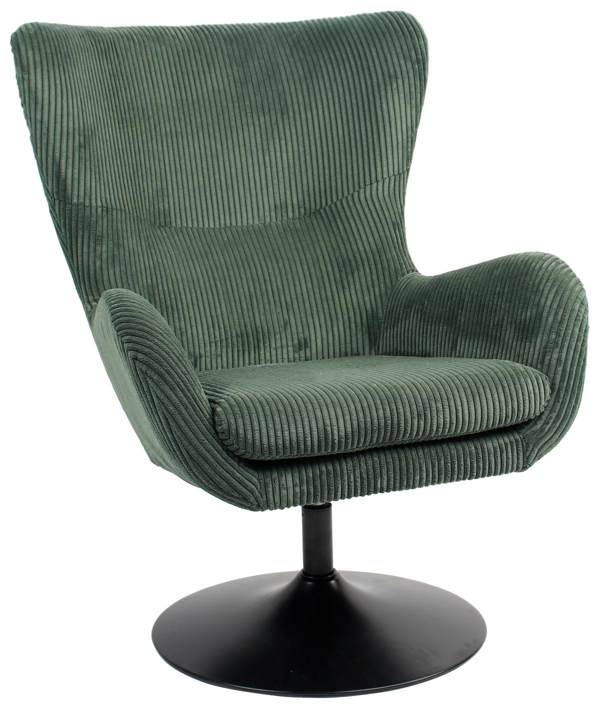 Kreslo Shiba otočné zelený menčester - čierna/zelená, Modern, kov/textil (76/99/87cm) - Mömax