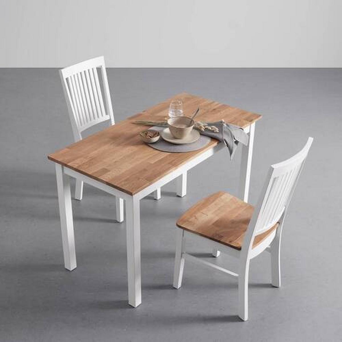 Jídelní stůl ANTALIA bílý 120x60 cm - bílá/přírodní barvy, Moderní, dřevo (120/60/75cm) - Bessagi Home