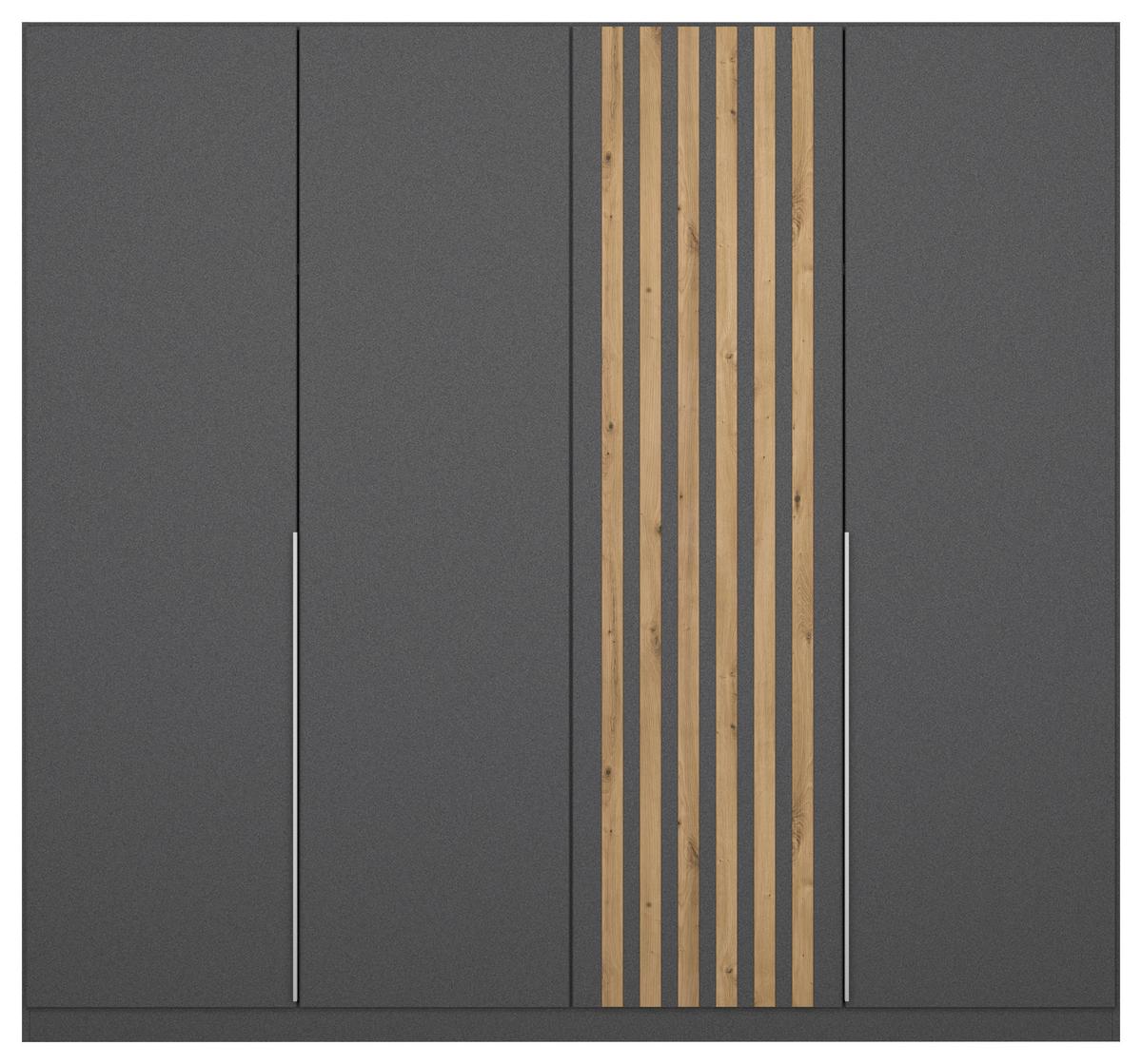 Drehtürenschrank 225 Cm Lamella Grau/eiche Dekor - Eiche Artisan/Grau, MODERN, Holzwerkstoff (226/210/54cm) - Rauch Möbel