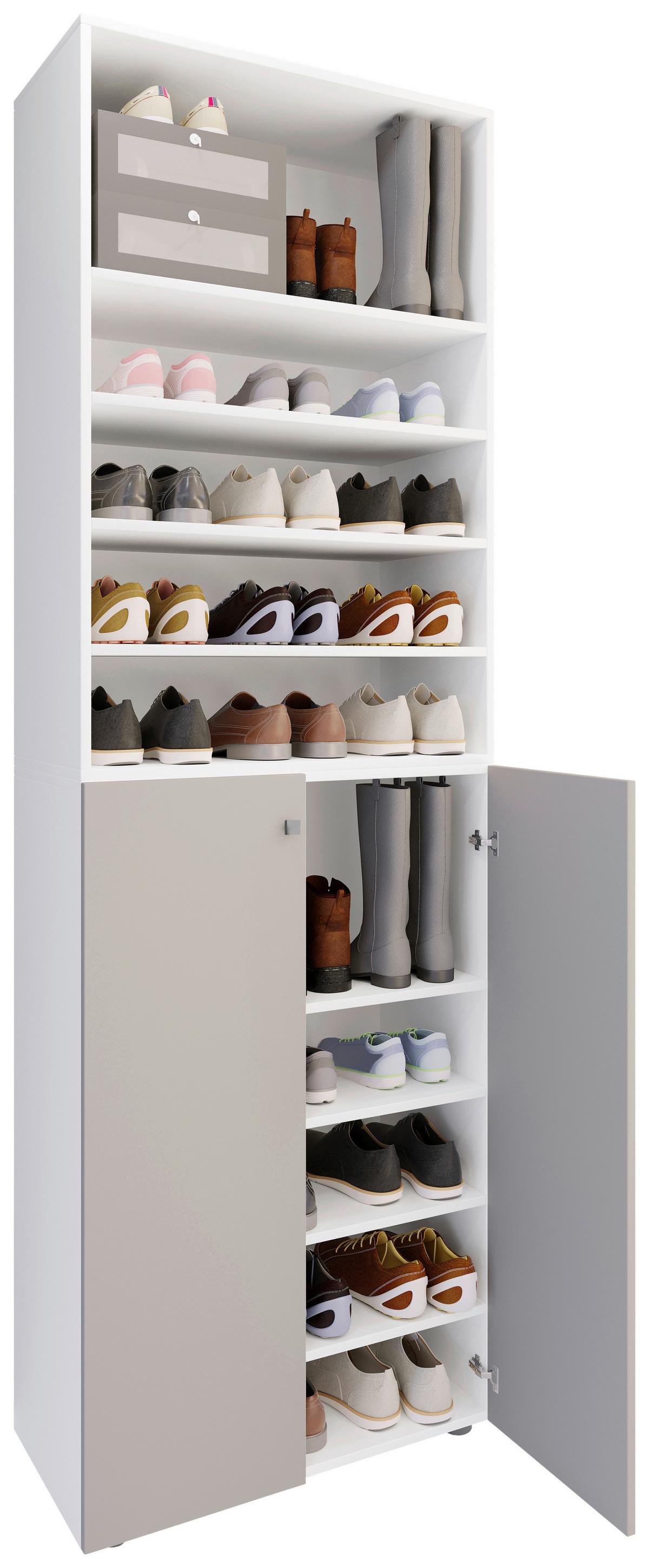 Schuhschrank Lona Grau Weiß - Schwarz/Weiß, Design, Holzwerkstoff (70/220/40cm) - MID.YOU