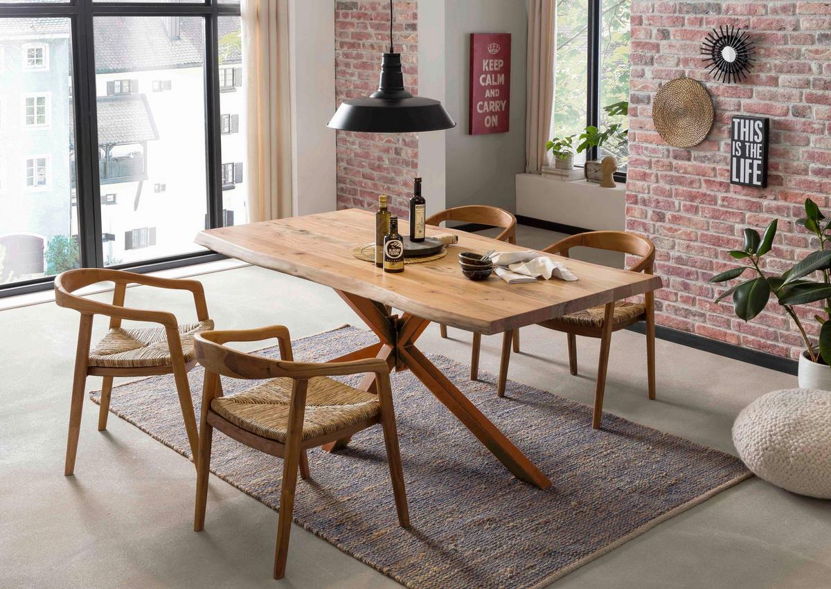 ESSTISCH Naturfarben/Braun L: 200cm - Braun/Naturfarben, MODERN, Holz/Metall (200/100/80cm) - MID.YOU
