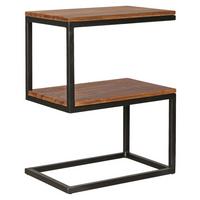 Beistelltisch Mit Holzplatten S-Form Akola, Sheesham/schwarz - Sheeshamfarben/Schwarz, Design, Holz/Metall (45/30/60cm) - MID.YOU