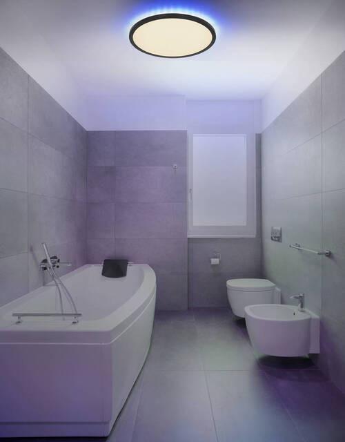 Led-deckenleuchte 41562-24brgb - Opal/Schwarz, Design, Kunststoff (42/2,5cm) - Globo