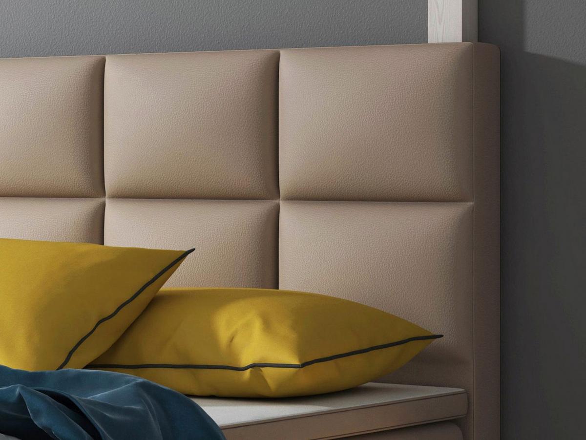 Boxspringbett Lederlook 140x210 Miami - Silberfarben/Cappuccino, KONVENTIONELL, Leder/Textil (140/115/210cm) - MID.YOU