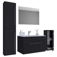 Badezimmer Badinos 5-Teilig Schwarz B: 126 cm - Schwarz/Weiß, MODERN, Keramik/Holzwerkstoff (126cm) - MID.YOU