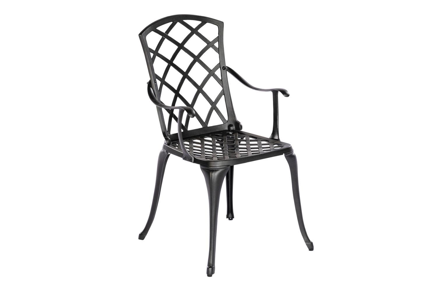 Gartensessel Rhodos Aluminium Graphit - Graphitfarben, ROMANTIK / LANDHAUS, Metall (50/55/88cm) - Gardenson
