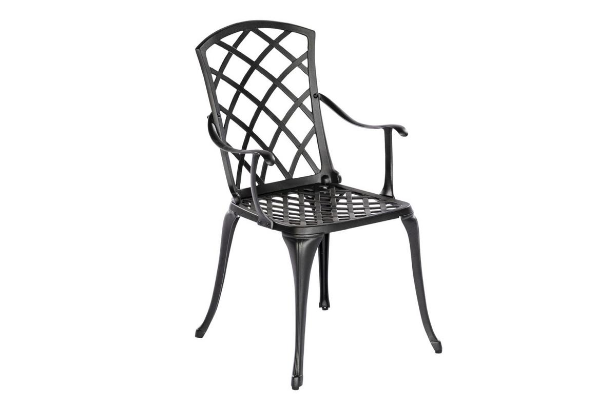 Gartensessel Rhodos Aluminium Graphit - Graphitfarben, ROMANTIK / LANDHAUS, Metall (50/55/88cm) - Gardenson
