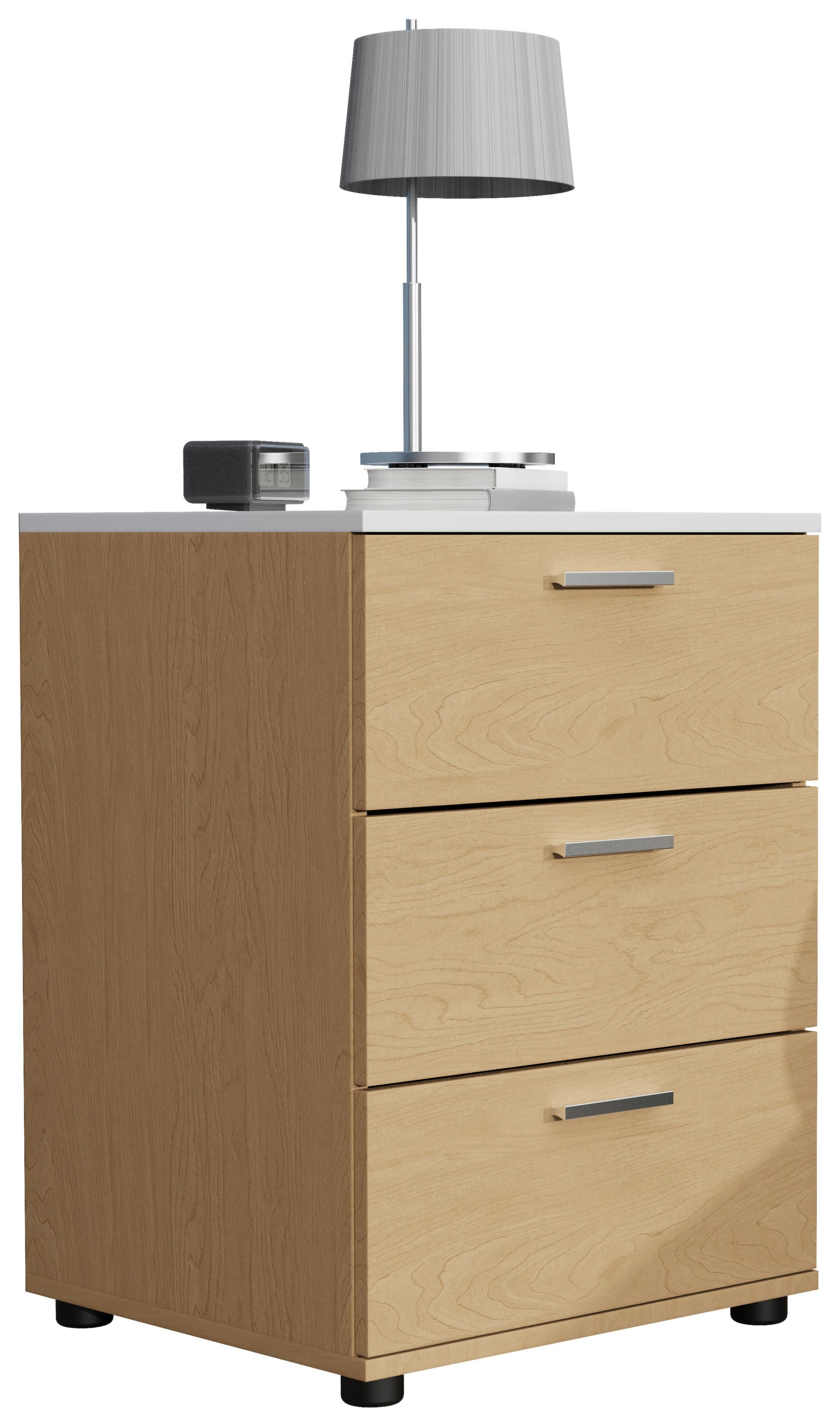 Nachtkästchen Testalo Weiß, Eiche Dekor B: 46 cm - Honigeiche/Eichefarben, MODERN, Holzwerkstoff (46/59/42cm) - MID.YOU