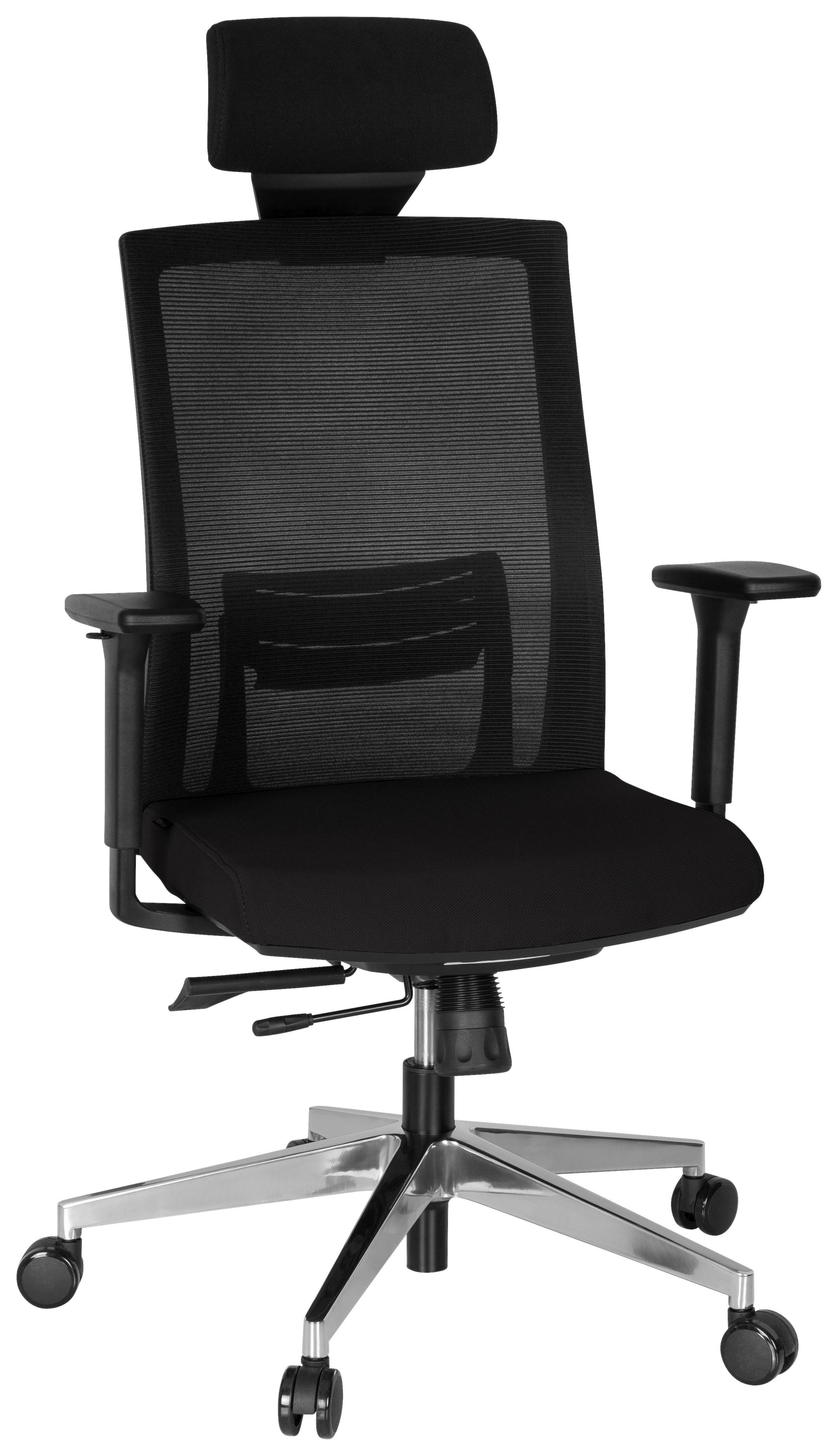 Drehstuhl Captiva Armstützen Schwarz Bis 120kg - Alufarben/Schwarz, MODERN, Kunststoff/Textil (68/131/63cm) - MID.YOU