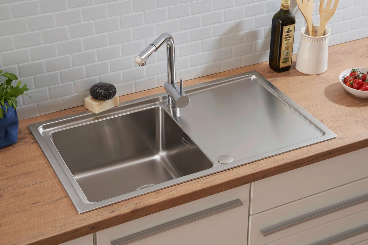 Spüle Respekta Edelstahl Bxt: 86x50 Cm - Edelstahlfarben, Trend, Metall (86/21/50cm) - Respekta