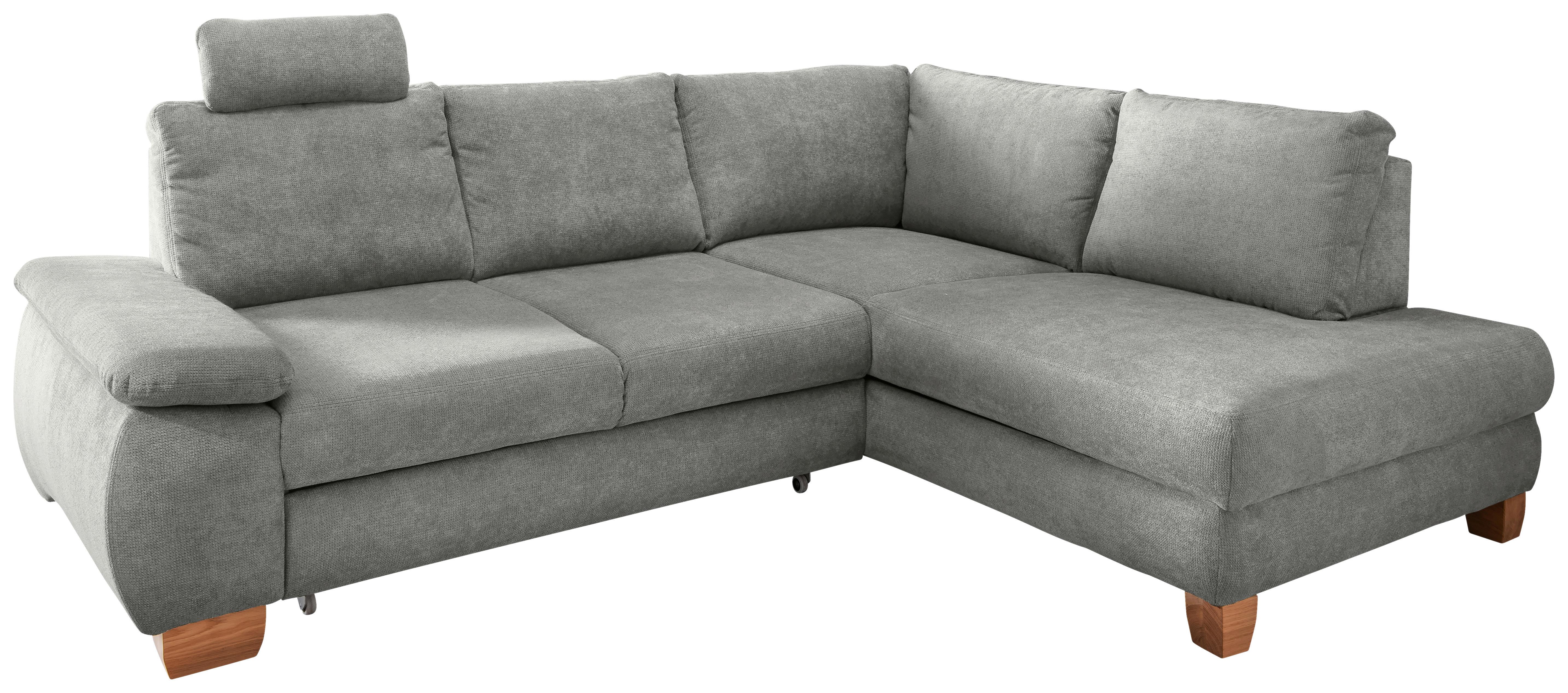 Eckschlafsofa Positano Hellgrau S: 261x206 cm - Wildeiche/Hellgrau, MODERN, Textil (261/206cm) - Livetastic