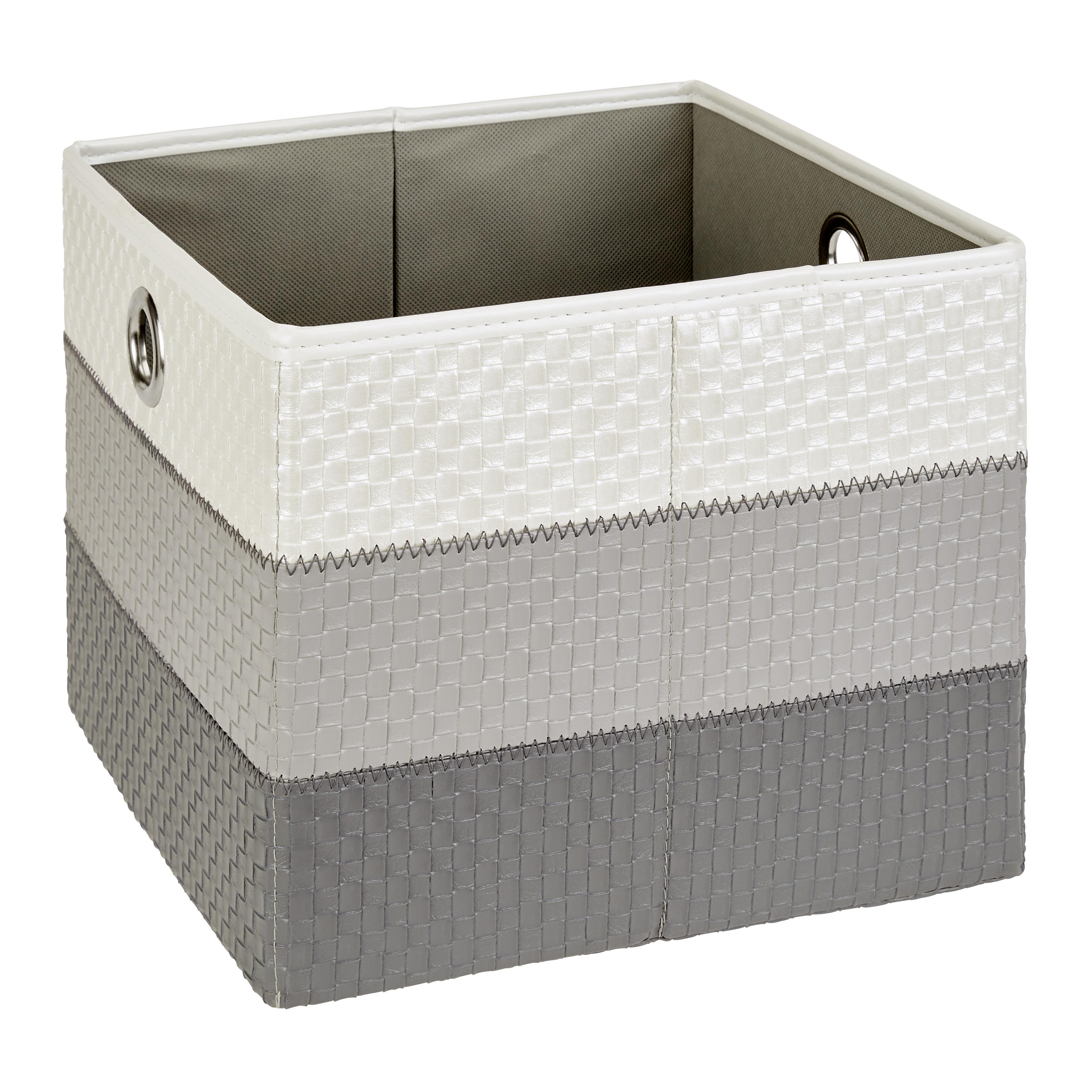 Regalkorb Dana 30x30 cm Weiß/Grau Kunststoffgeflecht - Weiß/Grau, Basics, Kunststoff/Textil (30/30/26,5cm) - Ondega