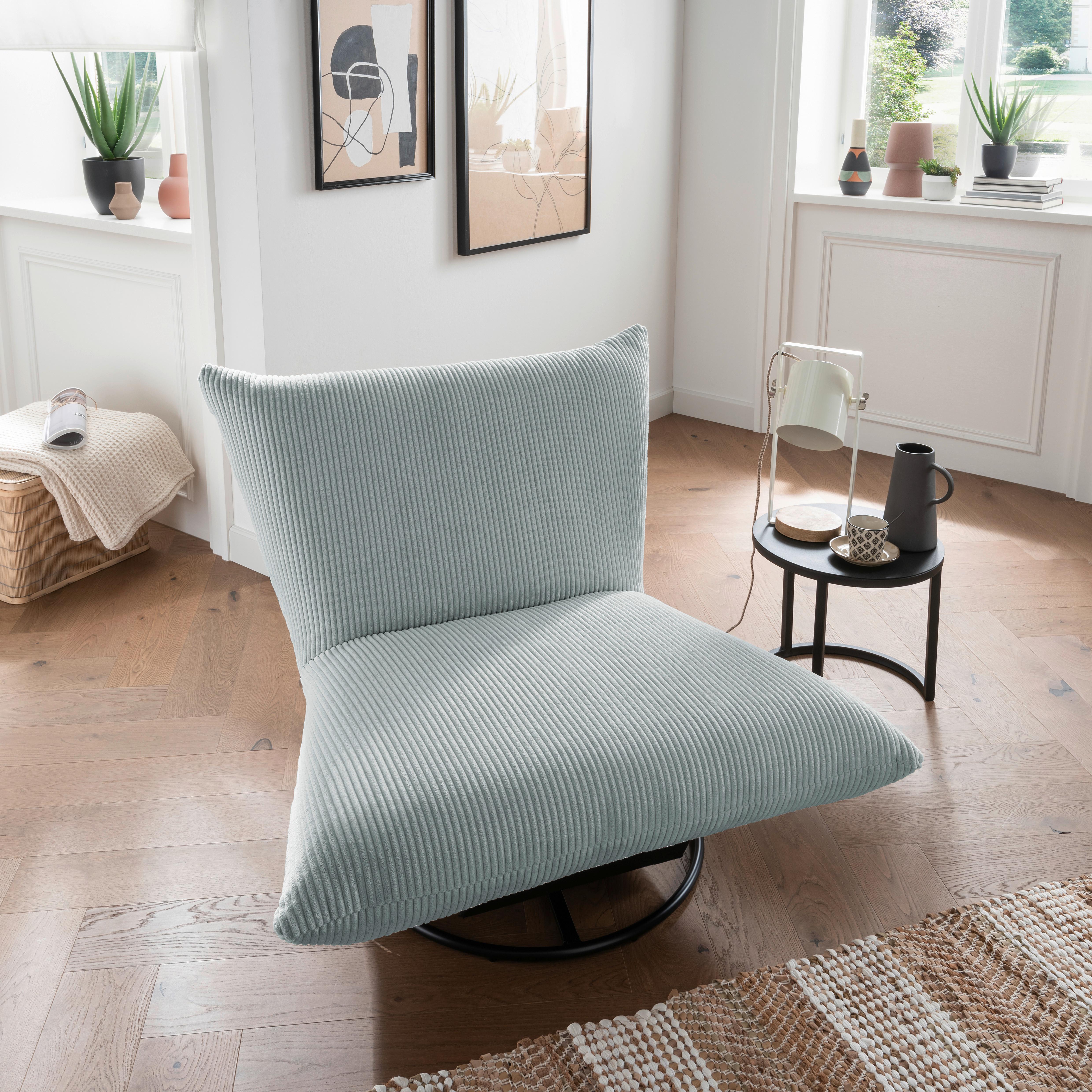 Relaxsessel Cremona Stoffbezug Hellblau - Schwarz/Hellblau, Design, Textil (100/78/96cm) - Livetastic