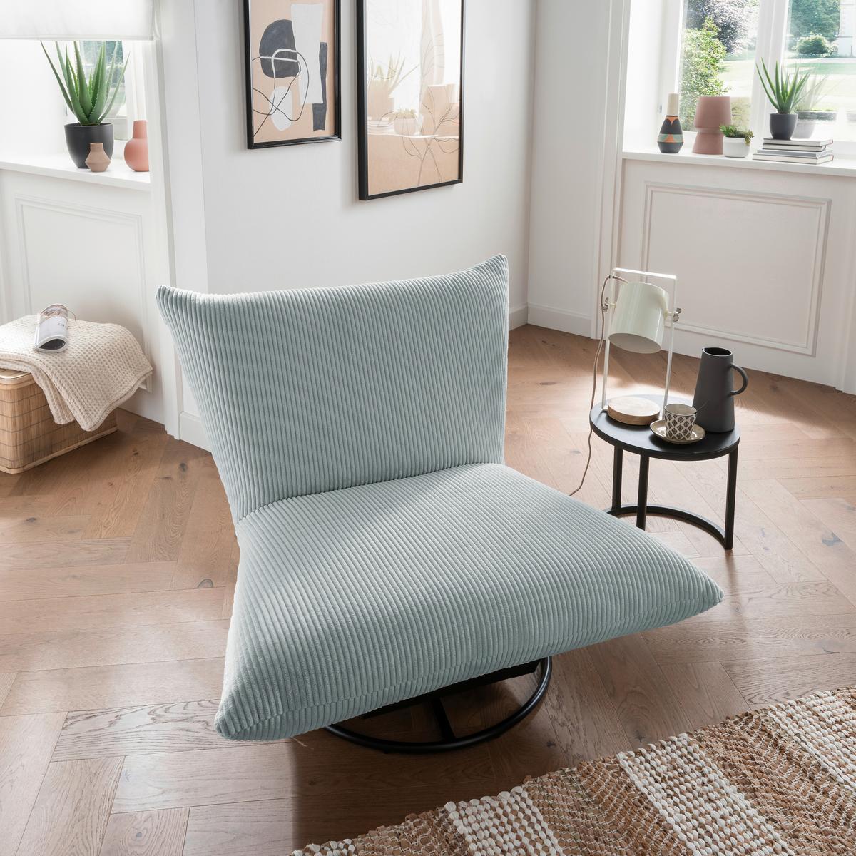 Relaxsessel Cremona Stoffbezug Hellblau - Schwarz/Hellblau, Design, Textil (100/78/96cm) - Livetastic